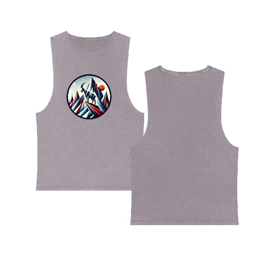 Abstract mountain goat Double Sided Mineral Wash Tank Tops