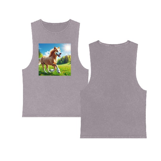 The golden retriever-horse Double Sided Mineral Wash Tank Tops