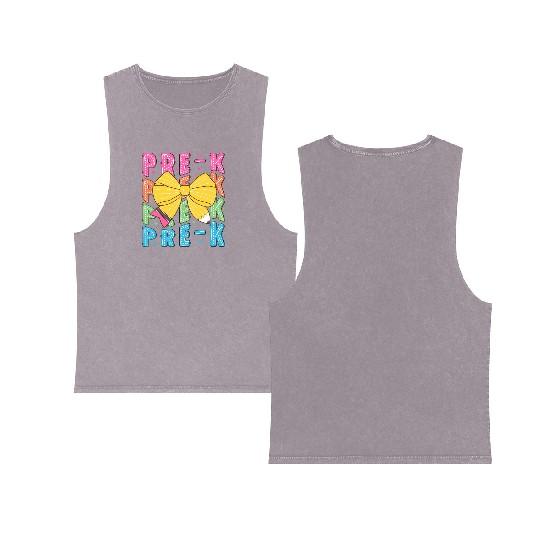 Retro Coquette Pre-K Teacher Student Funny Back To Double Sided Mineral Wash Tank Tops