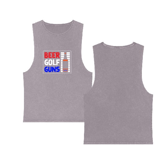 Beer Golf Guns Double Sided Mineral Wash Tank Tops