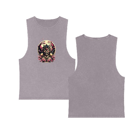 001 Samurai s Cherry Blossom Fall Double Sided Mineral Wash Tank Tops