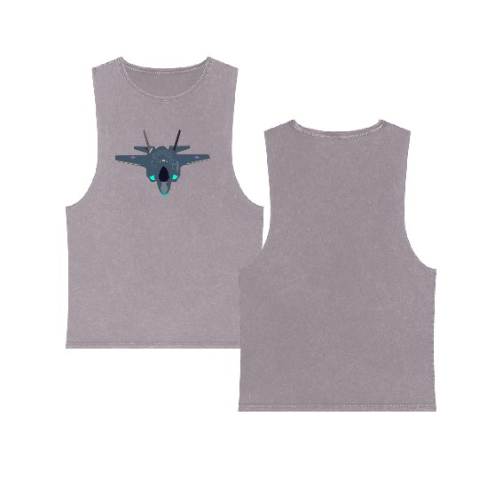 Stealthy F-35 Fighter Jet Design Double Sided Mineral Wash Tank Tops