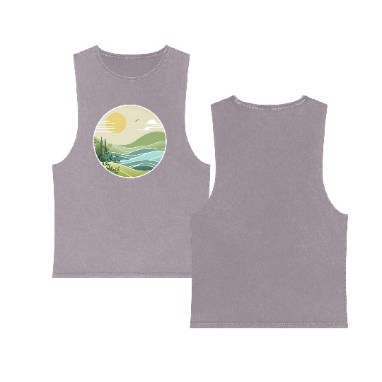 The Peaceful Green Hills Double Sided Mineral Wash Tank Tops