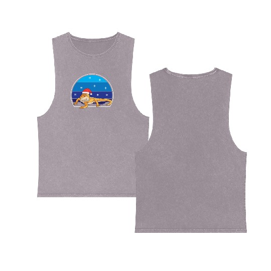 Iguana Christmas Light Sweater Funny Animals Lover Double Sided Mineral Wash Tank Tops