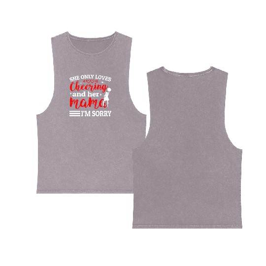 Loves Cheer Mom Cheerleading Mommy Mother's Da Double Sided Mineral Wash Tank Tops