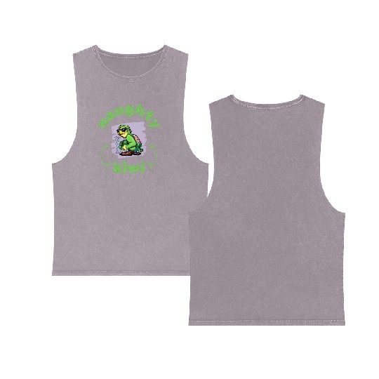 Funny naughty green kiwi bird Double Sided Mineral Wash Tank Tops