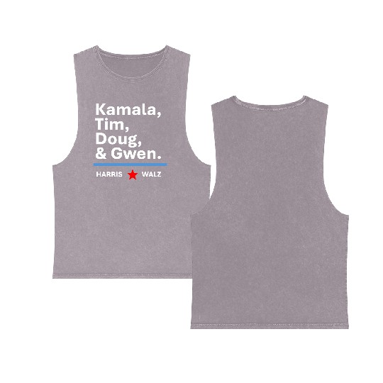 Harris & Walz | Kamala, Tim, Doug & Gwen Double Sided Mineral Wash Tank Tops