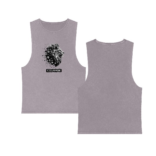 Courageous King: Lion Head Double Sided Mineral Wash Tank Tops