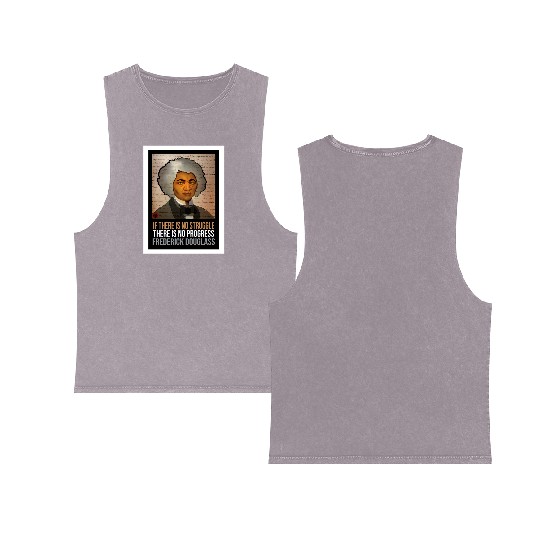 Frederick Douglass illustrated portrait and quote Double Sided Mineral Wash Tank Tops