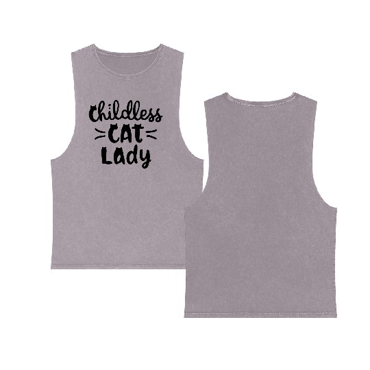 Childless Cat Lady Kamala Harris Double Sided Mineral Wash Tank Tops
