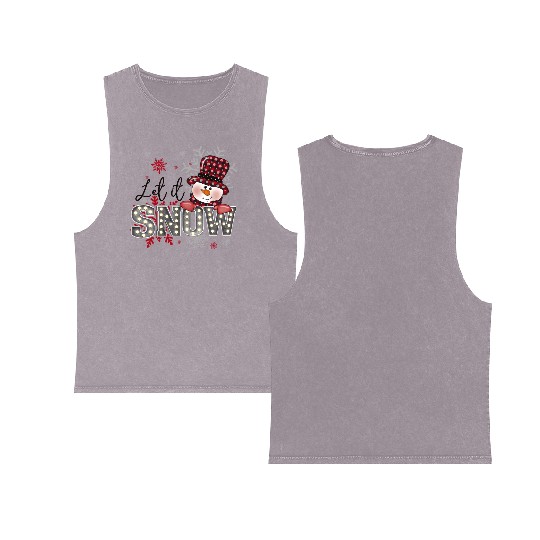 Let It Snow Christmas Snowflake Double Sided Mineral Wash Tank Tops