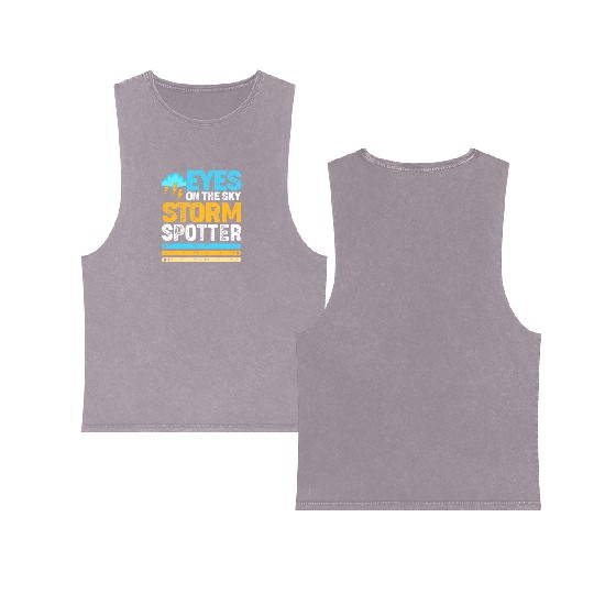 Retro Meteorologist Eyes On The Sky Strom Spotter Double Sided Mineral Wash Tank Tops
