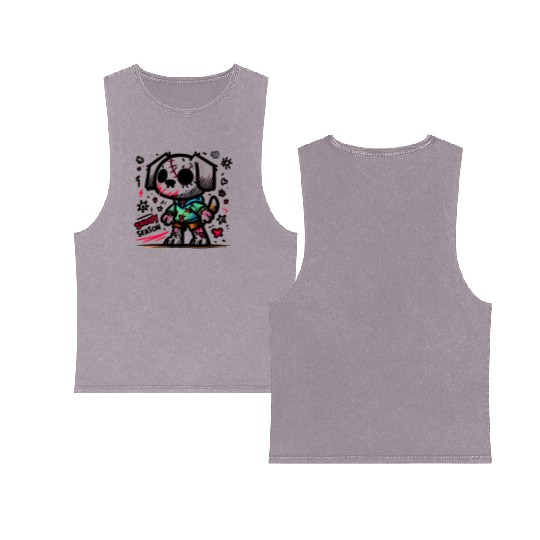 Spooky season zombie dog Double Sided Mineral Wash Tank Tops