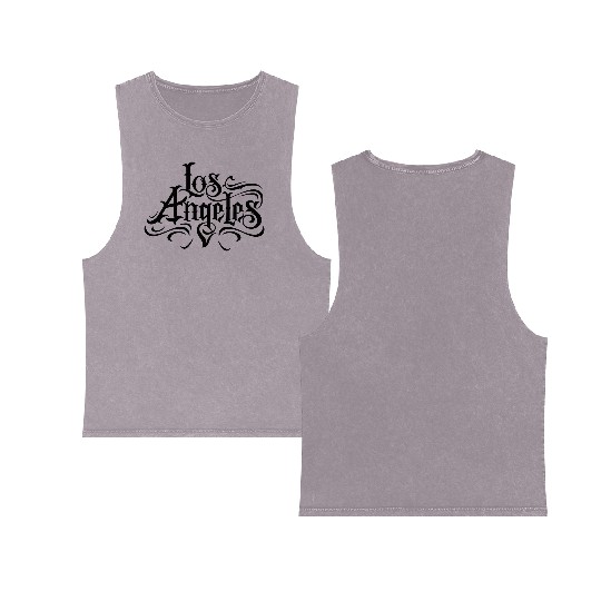 Los Angeles Chicano lettering Double Sided Mineral Wash Tank Tops