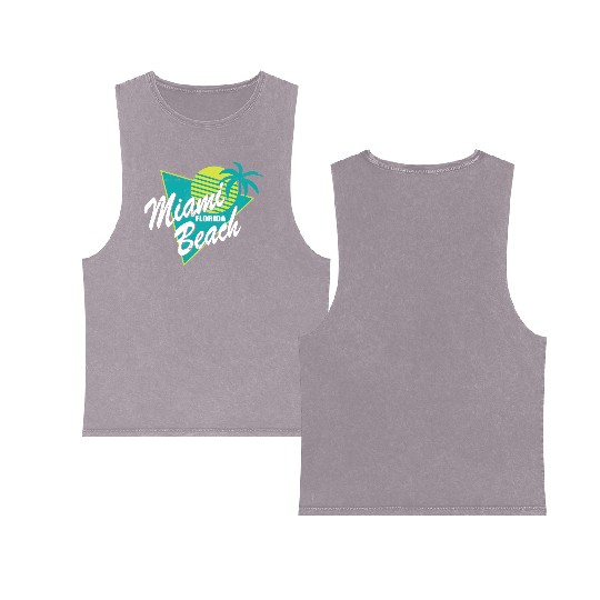 Miami Florida Beach Double Sided Mineral Wash Tank Tops