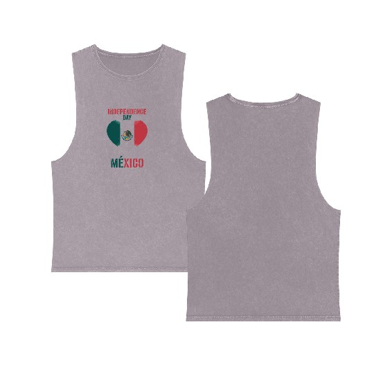 Mexico Independence Day Celebration Double Sided Mineral Wash Tank Tops