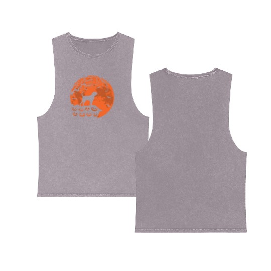 Bluetick Coonhound And Moon Halloween Dog Lover Double Sided Mineral Wash Tank Tops