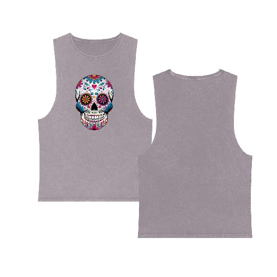 Colorful Skull Double Sided Mineral Wash Tank Tops