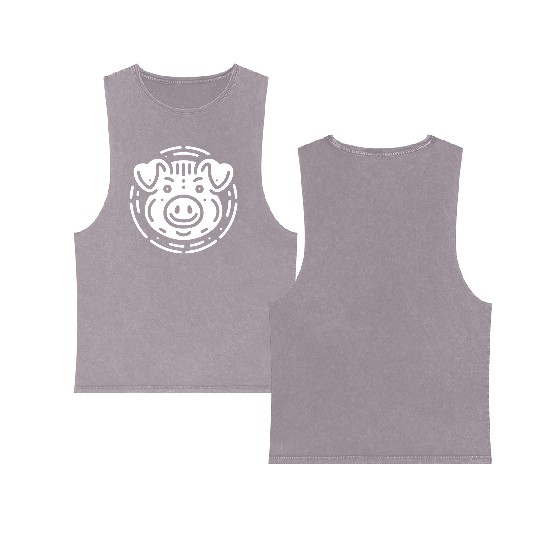 Pig face cute pigs vector farm animal path16 Double Sided Mineral Wash Tank Tops