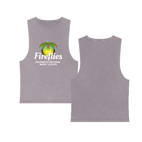 Fireflies Firefly Lightning Bug Insect Collector Double Sided Mineral Wash Tank Tops