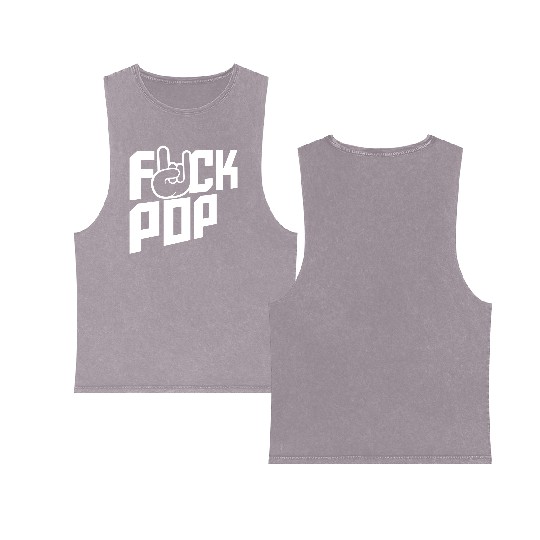 Fuck pop charts music heavy metal fun hand gesture Double Sided Mineral Wash Tank Tops