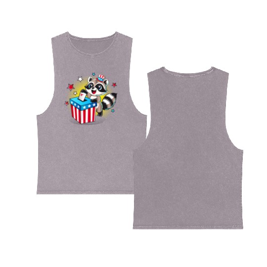 A raccoon casts his vote in the US election Double Sided Mineral Wash Tank Tops