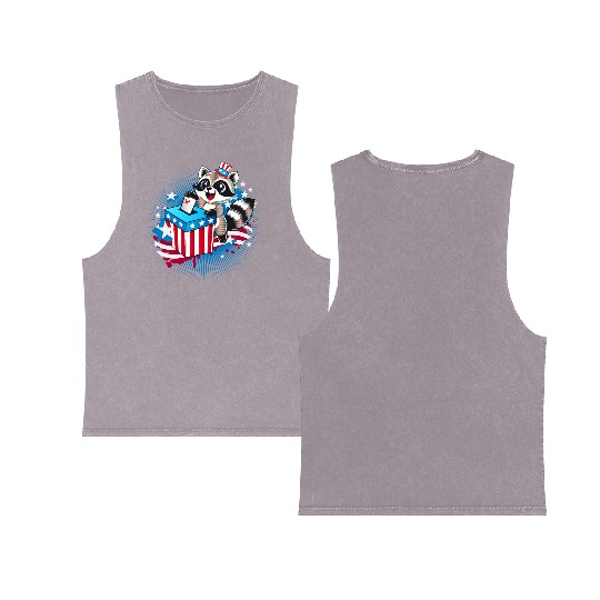 A raccoon casts his vote in the US election Double Sided Mineral Wash Tank Tops