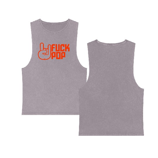Fuck pop charts music heavy metal fun hand gesture Double Sided Mineral Wash Tank Tops