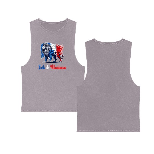 The pride of Villeurbanne flag design Double Sided Mineral Wash Tank Tops