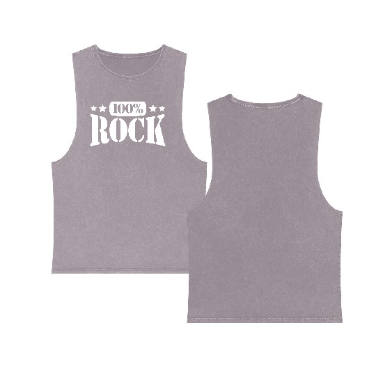 100 % Percent Rock Heavy Metal Music Text Logo Double Sided Mineral Wash Tank Tops