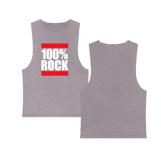 100 % Percent Rock Heavy Metal Music Text Logo Double Sided Mineral Wash Tank Tops