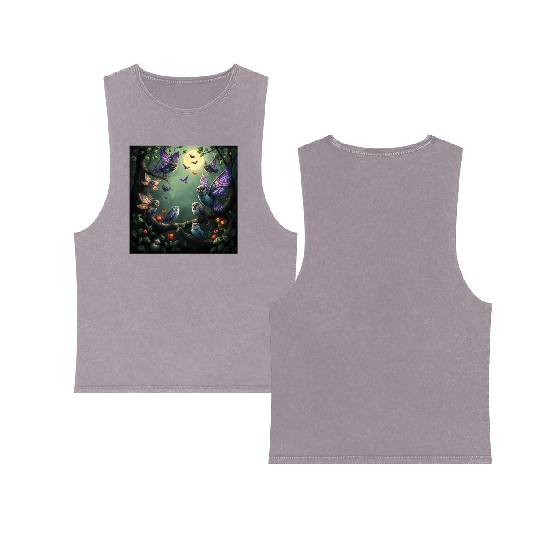 Enchanted Forest Creatures Halloween Ideas Double Sided Mineral Wash Tank Tops