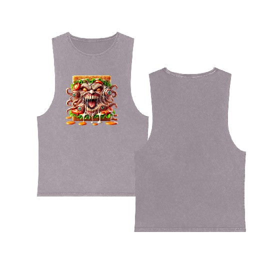 Terrifying Monster Sandwich Double Sided Mineral Wash Tank Tops