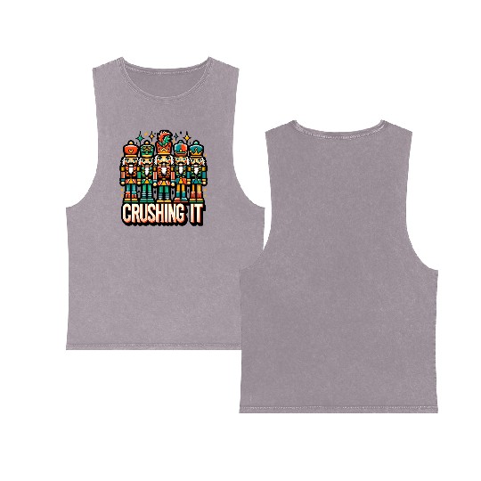 Crushin It: Nutcracker Christmas Apparel for Double Sided Mineral Wash Tank Tops