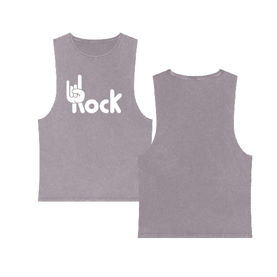 Heavy Metal Fun Hard Rock Music Horns Hand Gesture Double Sided Mineral Wash Tank Tops