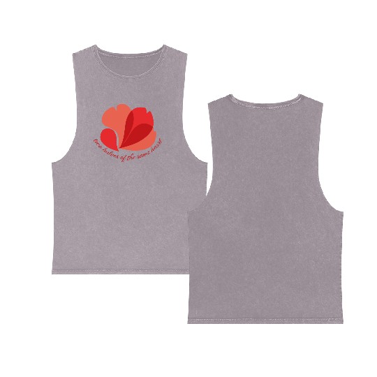 Vintage Botanical Red Poppy Heart Graphic Flower Double Sided Mineral Wash Tank Tops