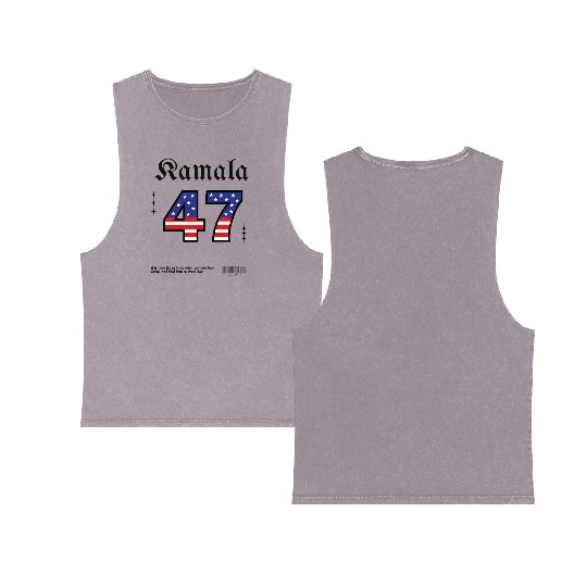 Kamala Harris 47th President USA America Election Double Sided Mineral Wash Tank Tops