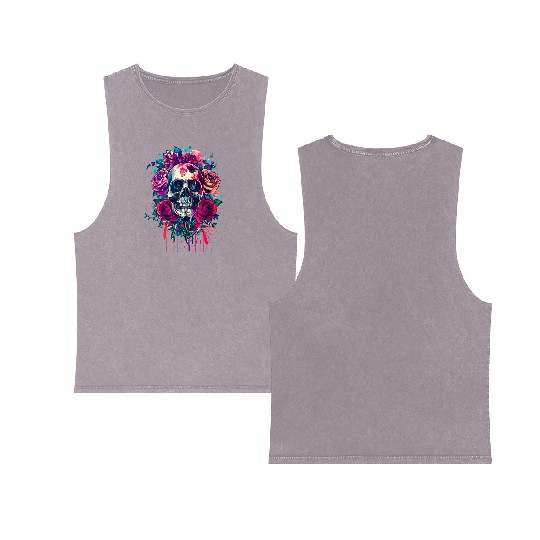 Santa Muerte - Mexican Folk Culture Saint Double Sided Mineral Wash Tank Tops