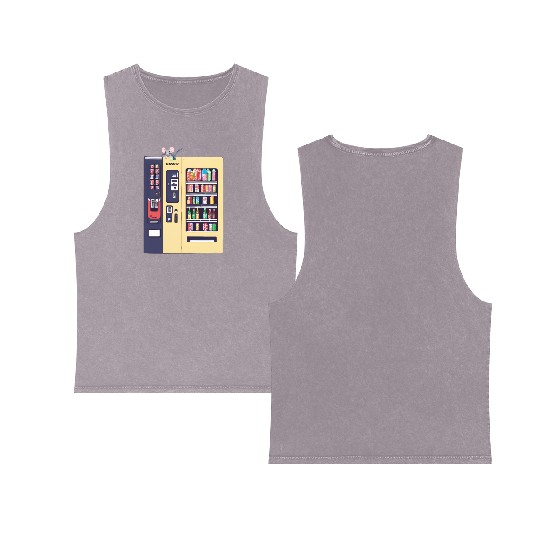 Japanese vending machine with little friend. Double Sided Mineral Wash Tank Tops