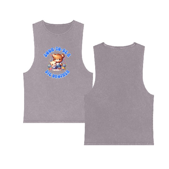 I'm Going To Be A Big Brother Cute Teddy Bears, Double Sided Mineral Wash Tank Tops