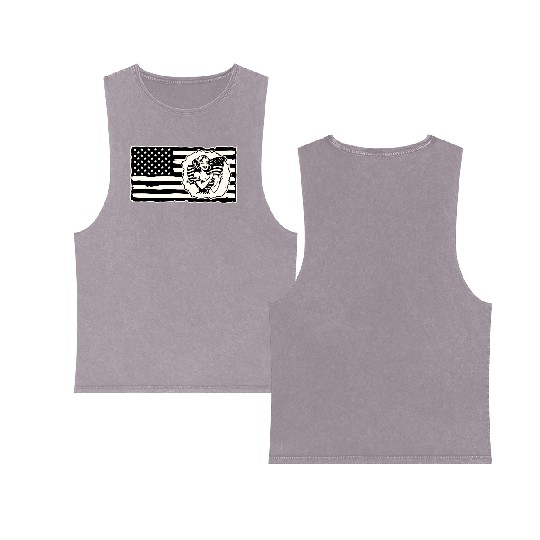 Retro Flag Girl © LIKE US ON FACEBOOK # Double Sided Mineral Wash Tank Tops