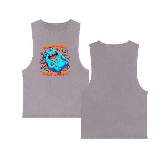 Disneyland Stitch Halloween No Regrets Only Candy Double Sided Mineral Wash Tank Tops