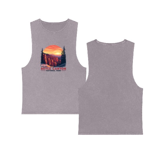 Bryce Canyon National Park Retro Illustraion V 01 Double Sided Mineral Wash Tank Tops