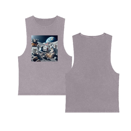 Earth People on Moon Double Sided Mineral Wash Tank Tops