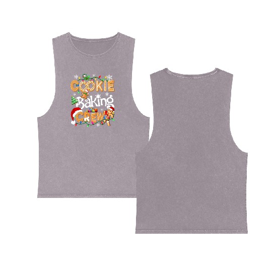 Cookie baking crew Cooking Lover Xmas Gingerbread Double Sided Mineral Wash Tank Tops