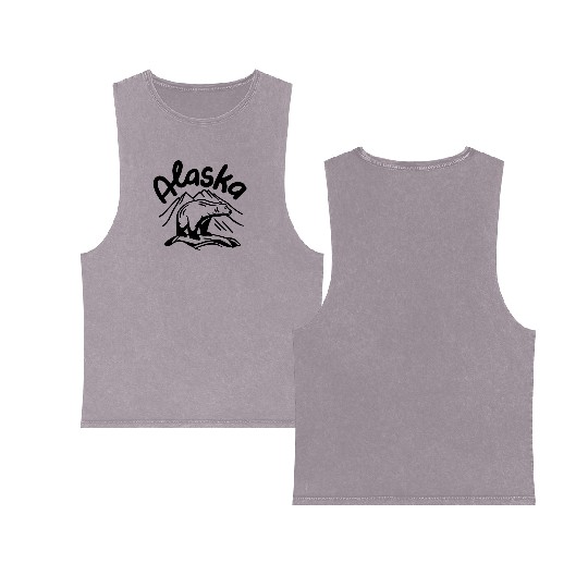 Alaska Bear Adventure Lovers Double Sided Mineral Wash Tank Tops
