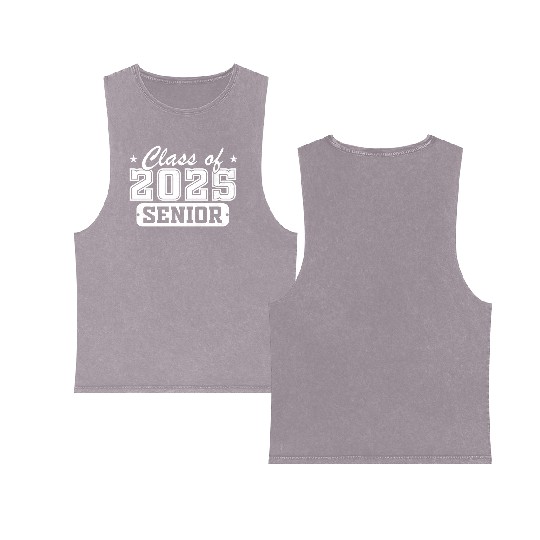 Class of 2025 Senior Graduation Back To School Double Sided Mineral Wash Tank Tops
