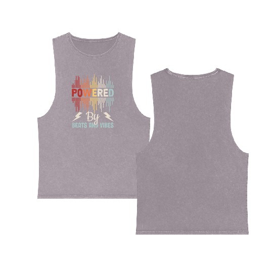 Electro Music Guitar Vibes Beats Design Double Sided Mineral Wash Tank Tops