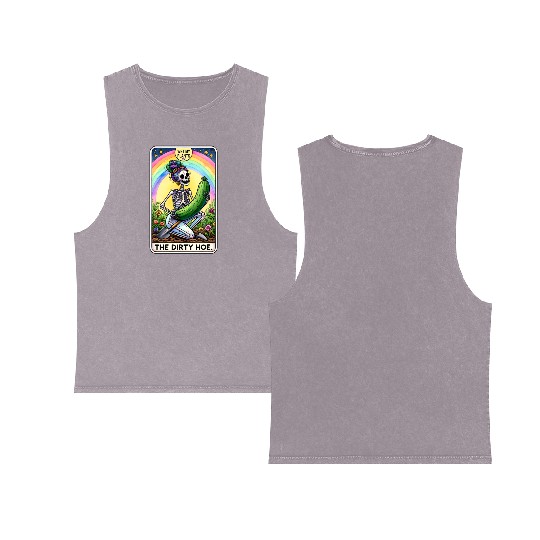 Funny Gardening Skeleton Tarot Card The Dirty Hoe Double Sided Mineral Wash Tank Tops