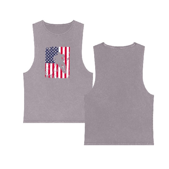 Cute idea American flag hokey lover Double Sided Mineral Wash Tank Tops